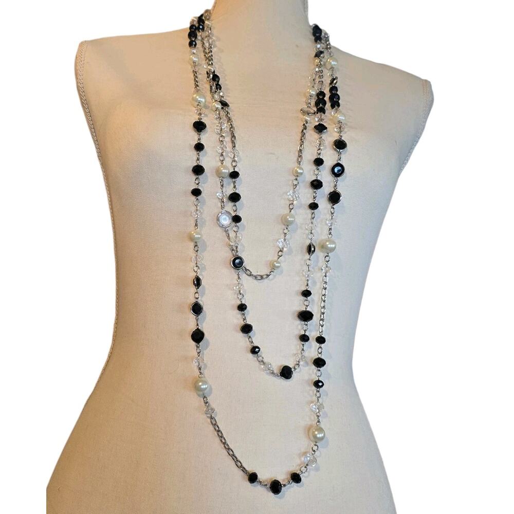 Necklace Layered Beaded RSVP Tag Single Double Triple Strand 34" 40" 48" SK 3050
